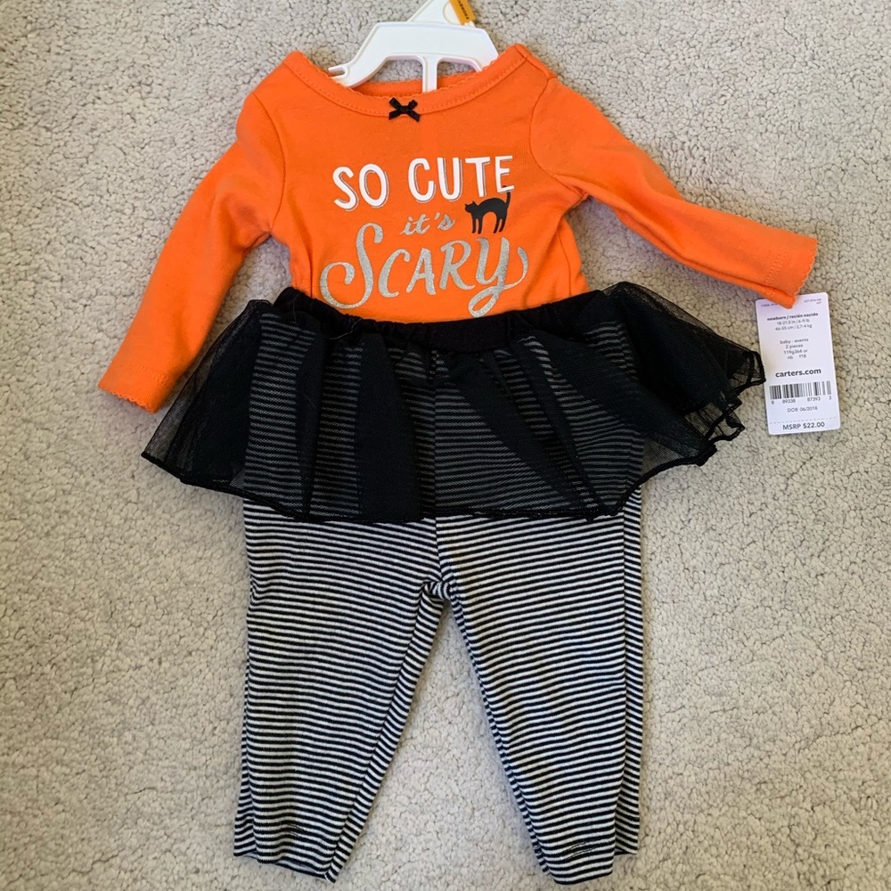 NWT cute stripe newborn Halloween onesie with tutu